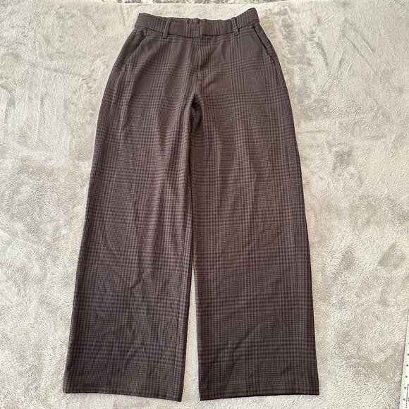 Gap 2024 Houndstooth Wide Leg Pants Trousers Women's 10 Black Brown - Picture 1 of 9